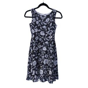 Perfectly Dressed Black with White Floral Dress with Crinoline Kid's Size 8